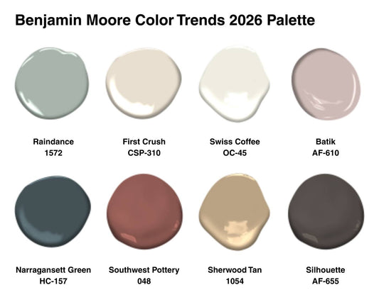 Concept art for the Benjamin Moore Color Trends Palette 2026 at Complete Paint near Petoskey and Harbor Springs, Michigan